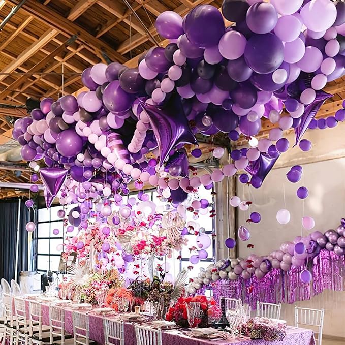 PartyWoo Purple Balloons 100pcs Latex Helium Balloons 5 Inch | Birthday Baby - Image 8