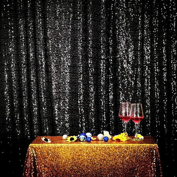 Poise3EHome 6FT x 6FT Black Sequin Photography Backdrop Curtain - Image 9