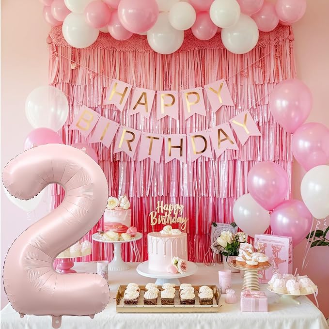 Pink 40 Inch Balloon Number 2, Large Dusty Retro Pastel Pink Foil Number 2 - Image 7