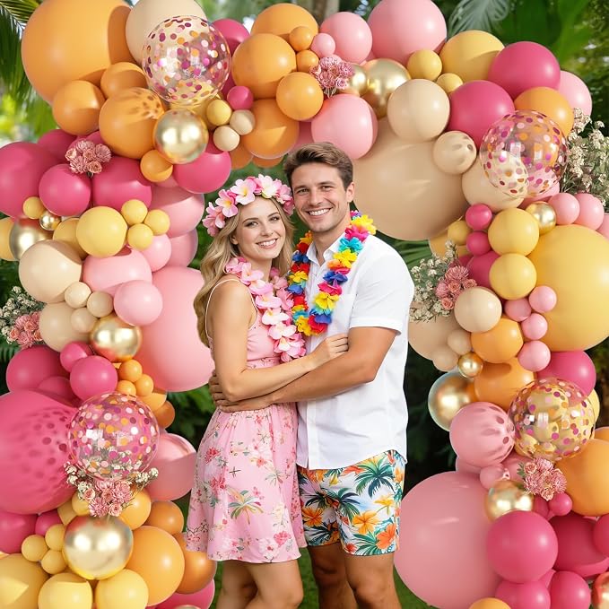 Ouddy Party 149Pcs Pink and Orange Balloon Garland Kit 18 12 10 5Inch | - Image 7