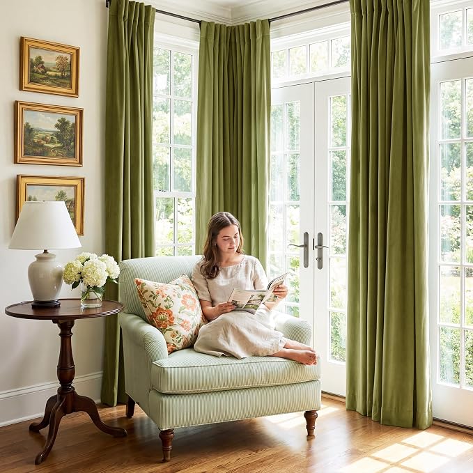 Olive Green Velvet Luxury Drapes - Image 8