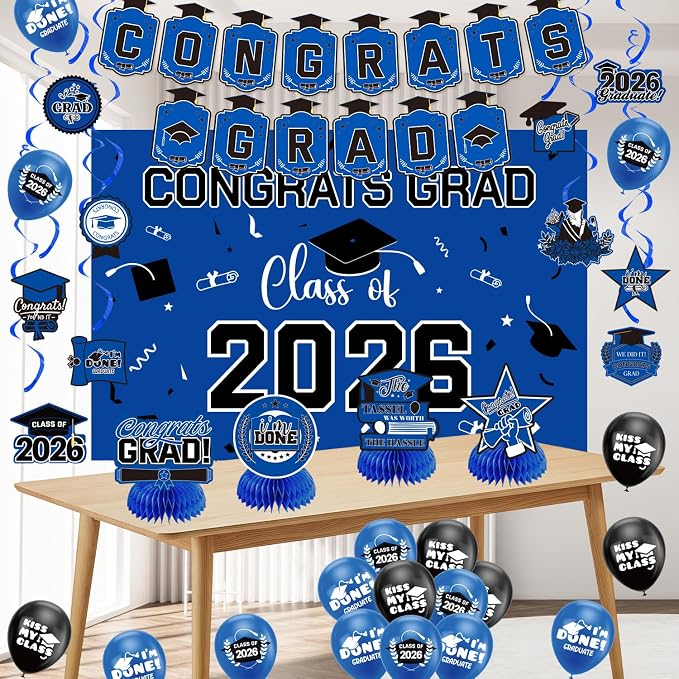 Graduation Decorations 2026 Blue Themed Set - Image 9