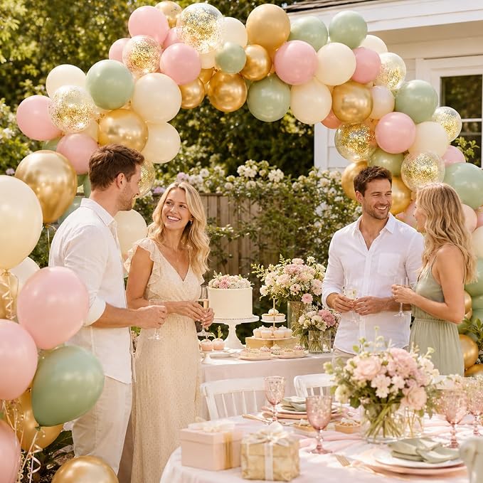 Pink and Green Balloons, for Wedding Engagement Princess Birthday Bridal Shower - Image 8