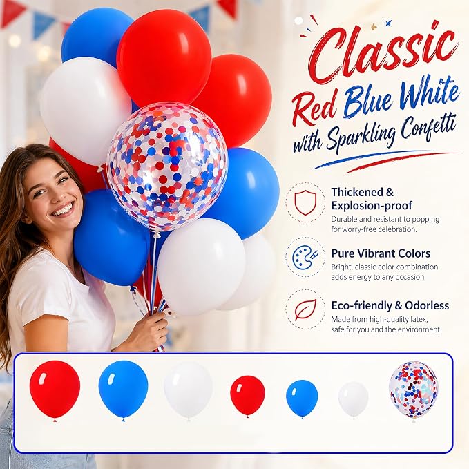 Red White Blue Balloon Arch, Patriotic Decorations - Image 9