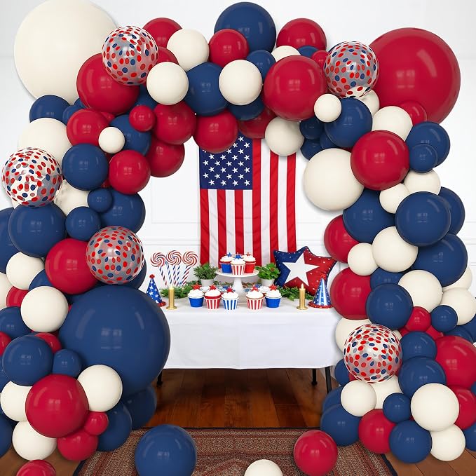 Amandir 153Pcs Red White Blue Balloon Arch Kit, Different Sizes 18 12 10 5 Inch - Image 7