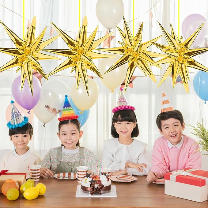 Explosion Star Foil Balloons- 12 Point Star Balloons Gold Spike Balloons | Gold - Image 7