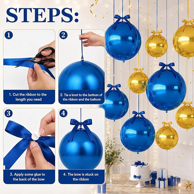 Blue Gold Round Foil Balloons - Image 9