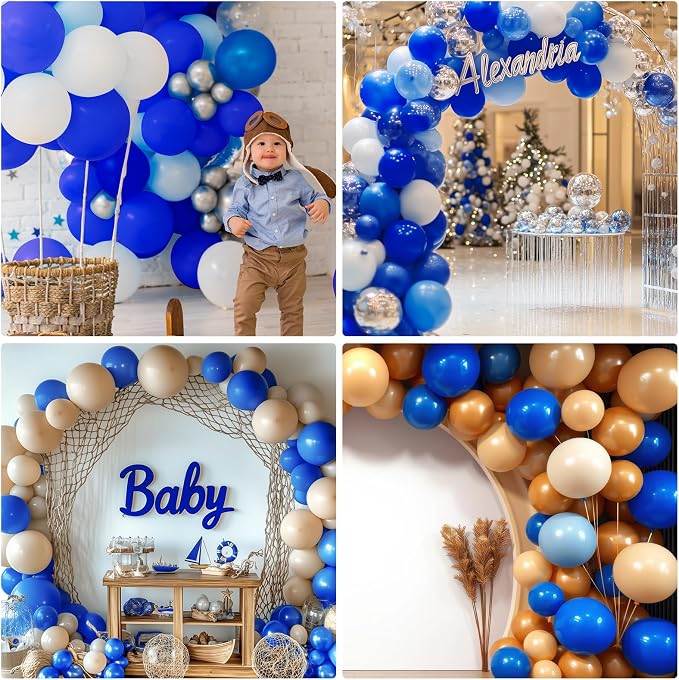 RUBFAC Blue Balloon Arch Kit 129pcs Different Sizes Royal Blue Balloons | Blue - Image 7