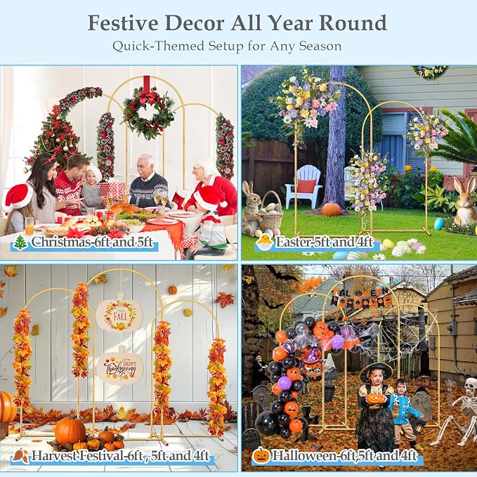 Wedding 6FT, 4FT Arch Backdrop Stand Set of 3 - Image 7