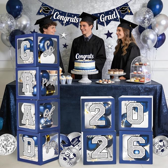 Navy Blue and Silver Graduation Decorations 2026 - Image 7