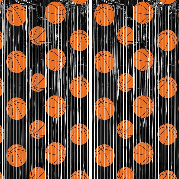 2 Packs Basketball Foil Fringe Curtain, Baby Shower, Game Day, Team Celebrations - Image 9