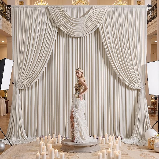 50×12ft Wrinkle Free Beige Backdrop Curtain - Image 9