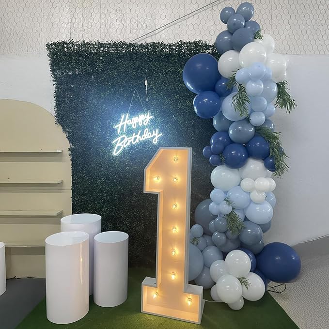 Dark Blue White Balloon, 12 Inch Different Shades Blue and White Balloon - Image 8