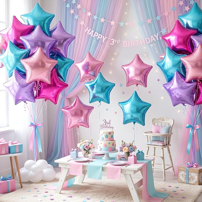 Purple Blue Star Balloons, 18 Inches Pink Purple Star Balloon - Image 7