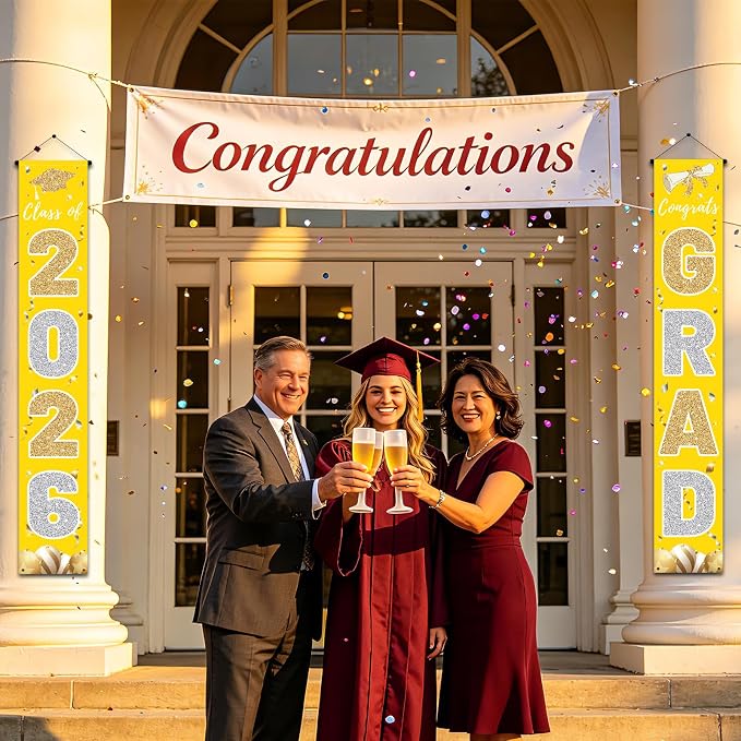 Graduation Decorations 2026, Class of 2026 Banner Congrats Grad | Yellow Porch - Image 7