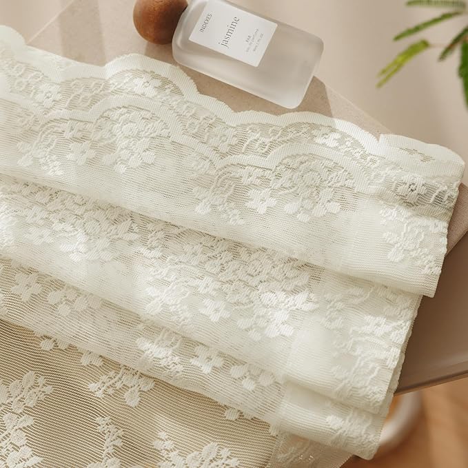 Anmao Vintage Lace Curtains 84 Inches Long 2 Panels Set, Romantic Elegant Light - Image 8