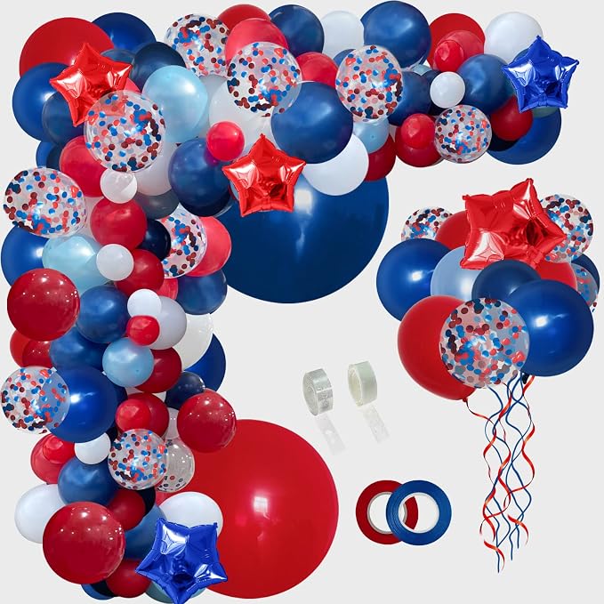 PERPAOL 140PCS Navy Red Blue Patriotic Balloon Arch Kit - Image 9