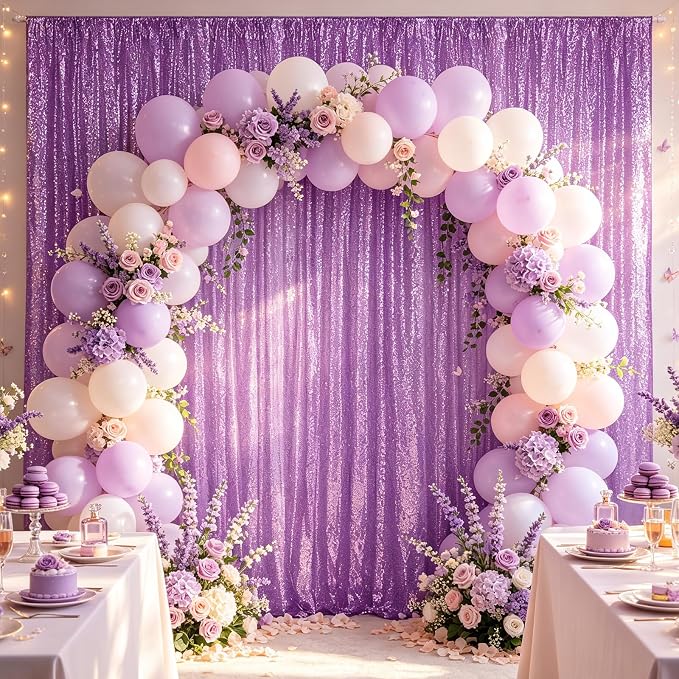 Hahuho Lavender Sequin Backdrop Curtain, Party Decoration(1 Panels, 4FT x 8FT - Image 7
