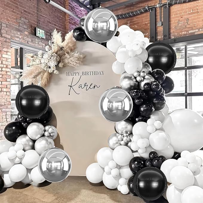 6Pcs Silver Black Round Foil Balloons, Giant 4D Round Ball Balloon, 22 Inch - Image 7