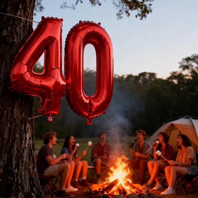 Red Number 40 Balloons 40 Inch Giant Number Red 40 Foil Mylar Balloons - Image 6