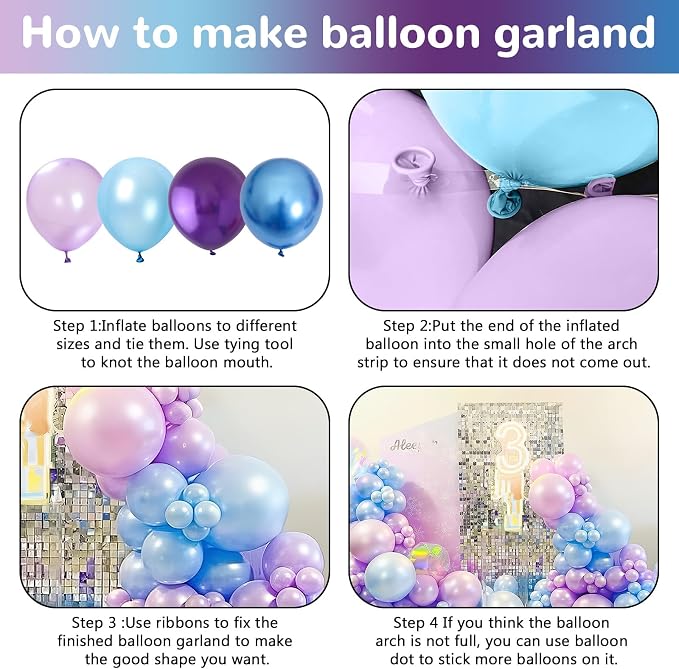HILAVO Blue Purple Silver Balloon Arch Kit Snowflake Balloons Garland - Image 7
