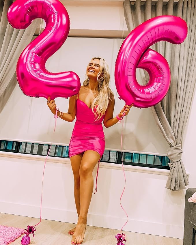 Hot Pink Number 6 Balloon 40 Inch, 6th Birthday Decorations Men Women | Foil - Image 9
