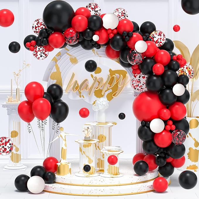 CANREVEL 50pcs 12 Inches Black Red Confetti Balloons Kit, Baby Shower, - Image 7