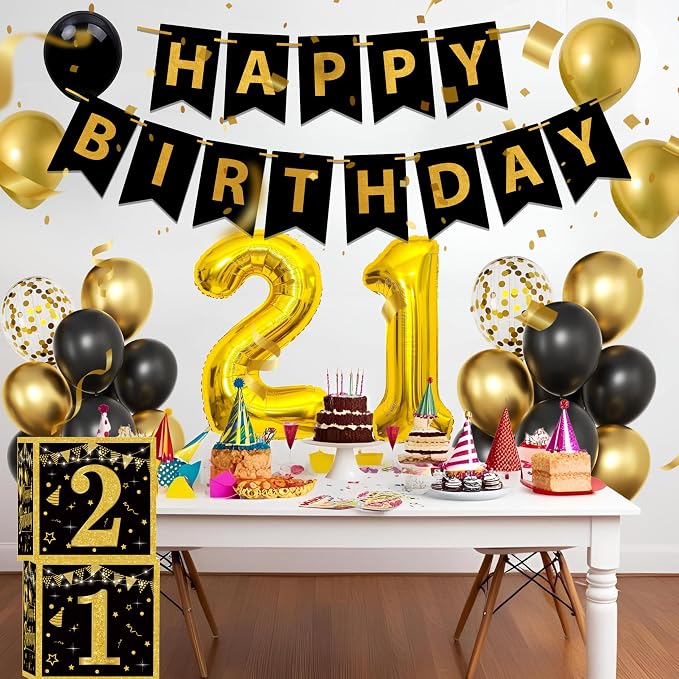 Gold 21st birthday decorations for him Men - Image 8