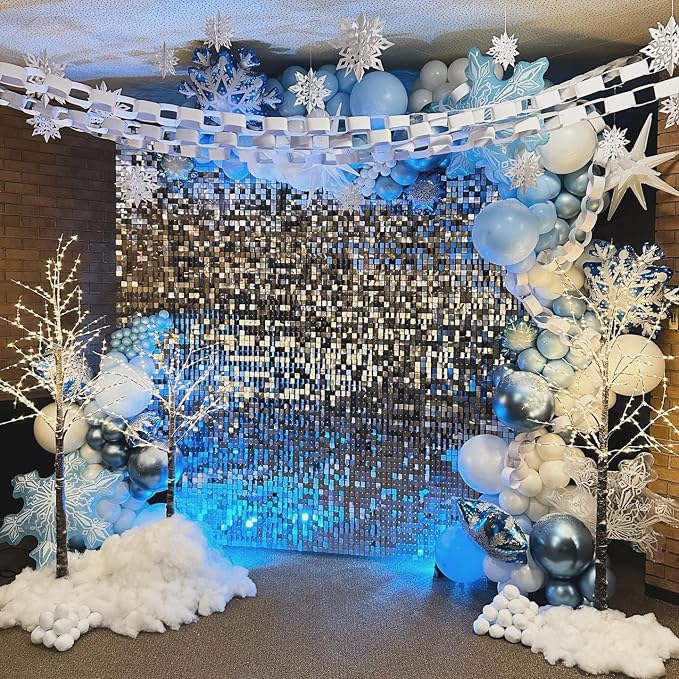 Blue and Silver Balloons Arch Kit, Baby Shower, Winter Wonderland Snow Theme - Image 8