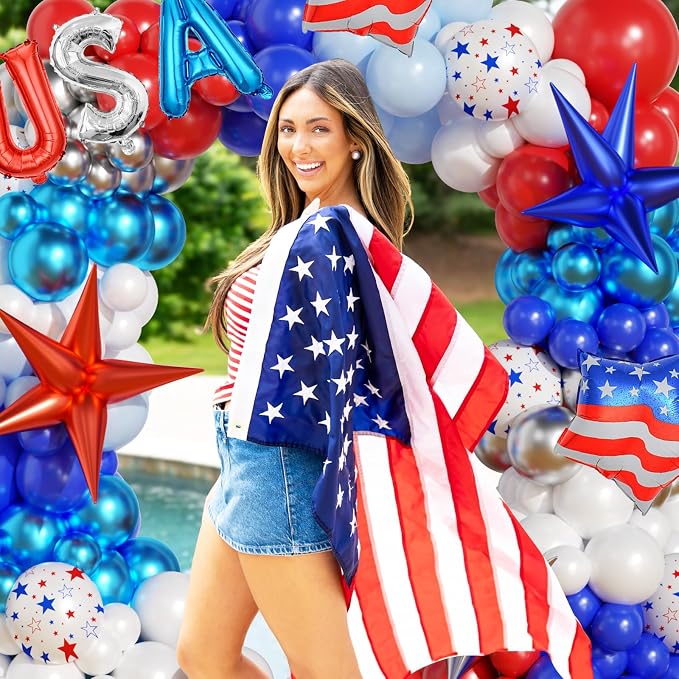 152Pcs 4th of July Balloon Arch Garland Kit Red White and Blue Party Decorations - Image 7