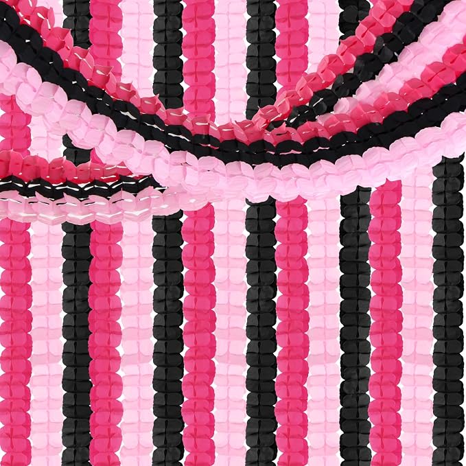 Hot Pink Black Party-Decorations Streamers Garland - 157Ft Four-Leaf Clover - Image 7