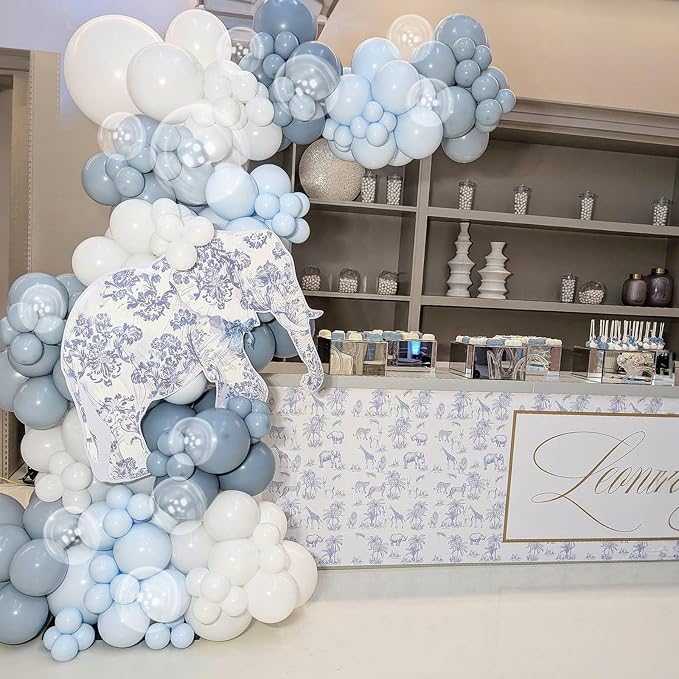Dusty Blue Balloon, 12 inch Blue White Clear Balloon, Light Blue Macaron Blue - Image 8