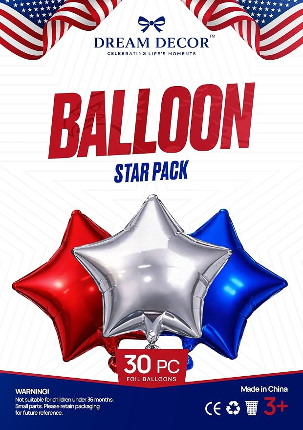 Dream Decor Patriotic Star Balloons 30 Pack – 18 Inch Red, Memorial Day - Image 8