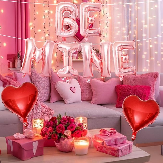 Valentines Day Balloons Decoration, Rose Be Mine and Red Heart Letter Balloons - Image 7
