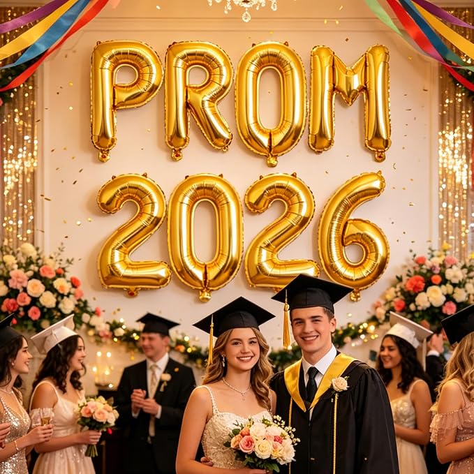 32 Inch 2026 Prom Balloons Set, Foil Mylar 2026 Number & PROM Letter Aluminum - Image 6
