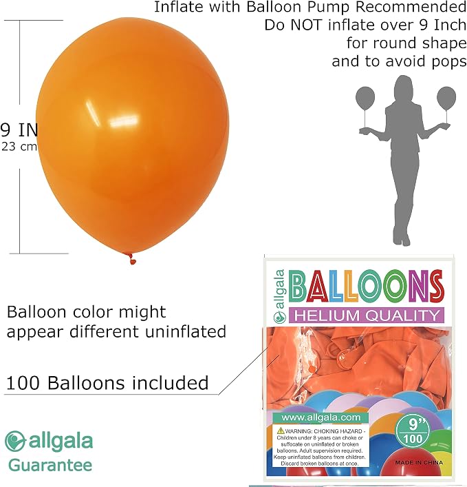 Allgala 100 Count 9 Inch Helium Grade Premium Latex Balloons - Image 2