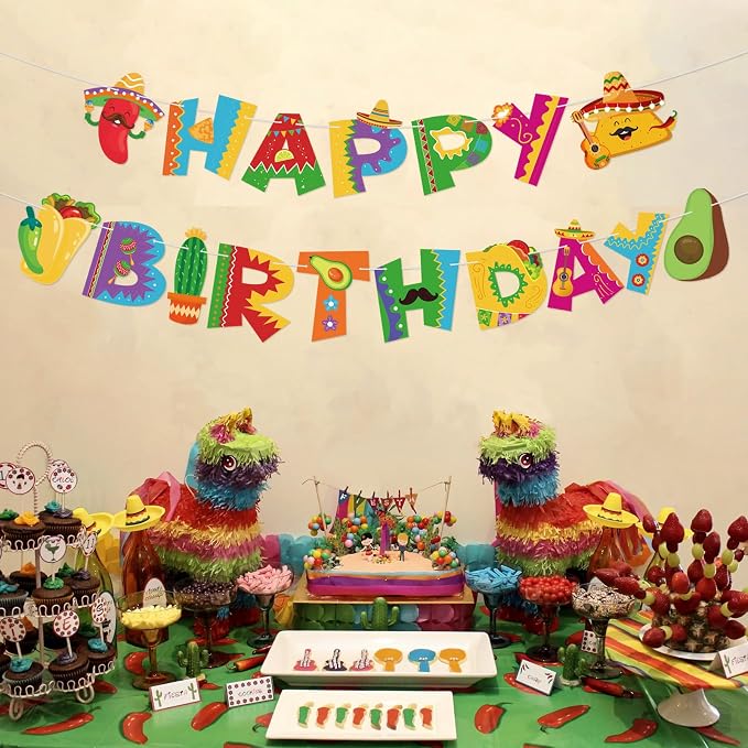 Colorful Mexican Happy Birthday Banner Mexican Birthday Party Decorations Cinco - Image 9