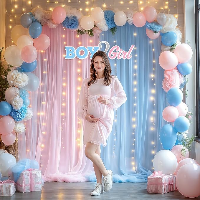 10x10ft Pink Blue Tulle Backdrop Curtain - Image 8
