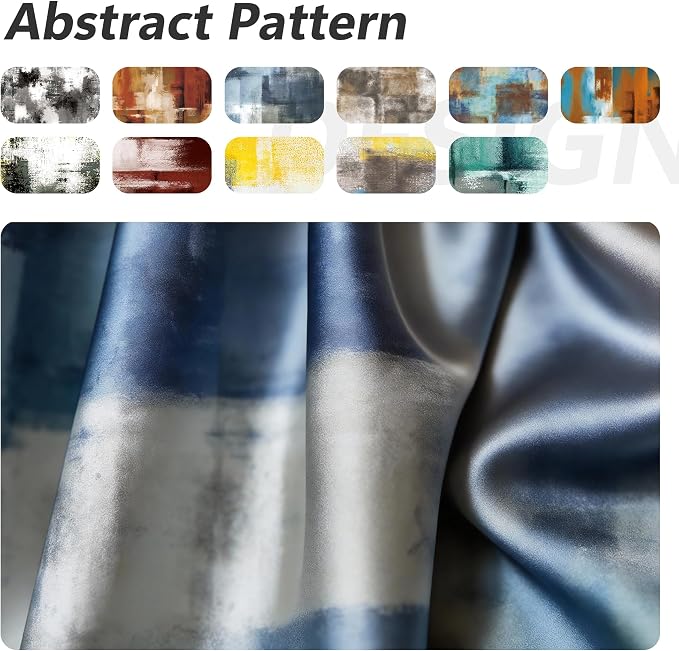 Asuexpect Dusty Blue Abstract Curtains 2 Panels Set Navy Grey Geometric Curtain - Image 9