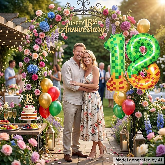 40 Inch Pixel Foil Number 18 Balloon - Image 7