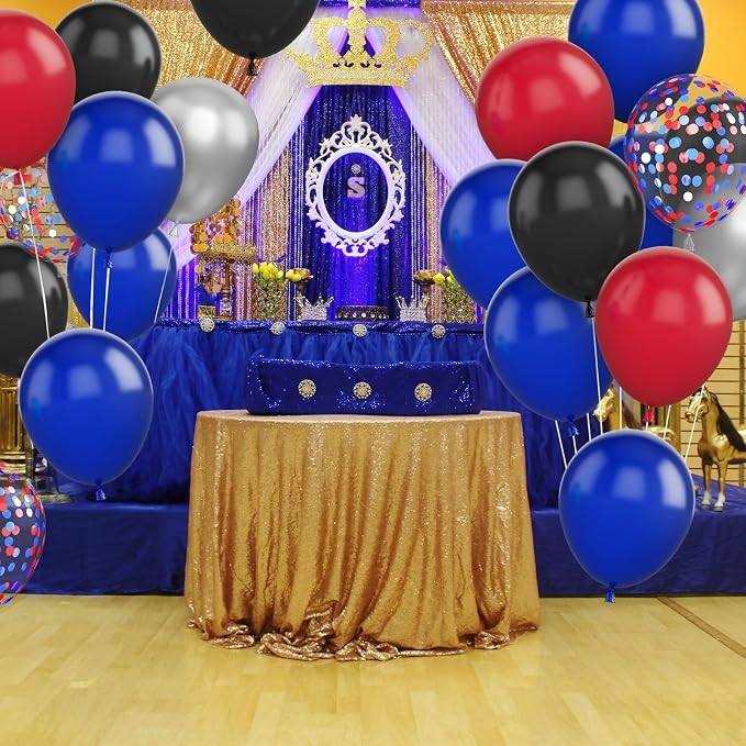 Red Blue Black Balloons, 12 Inch Red Black and Royal Blue Balloons, Metallic - Image 5