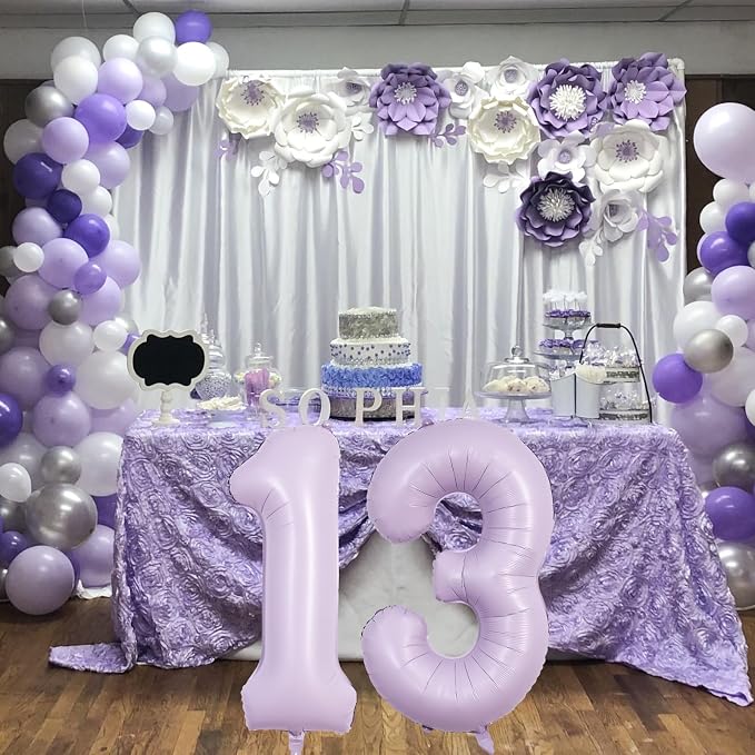 Number Balloons 13 Pastel Purple, 40 Inch Lavender Mylar Foil Number 1 & 3 - Image 7