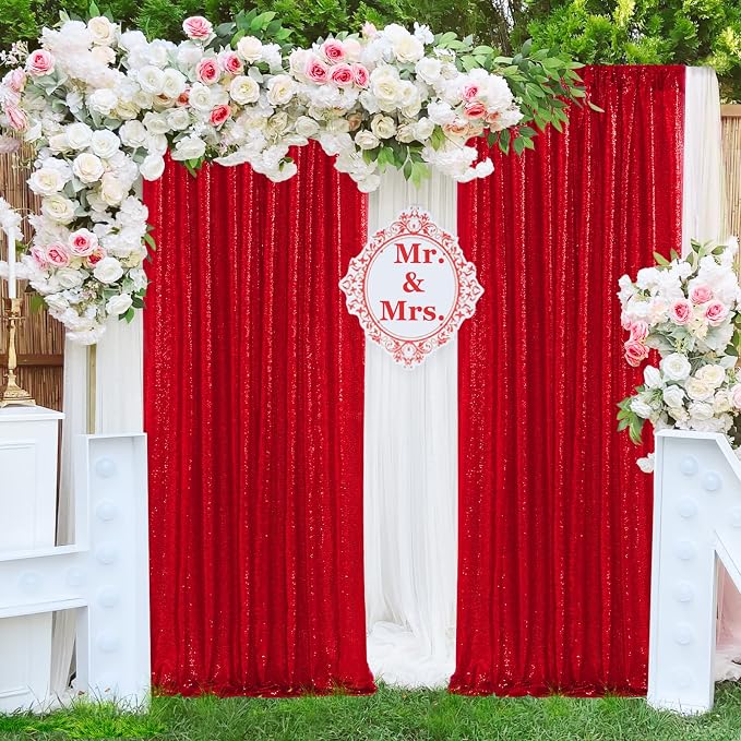 Red Sequin Backdrop Curtains-2 Panels 4FTx8FT Red Backdrop - Image 7