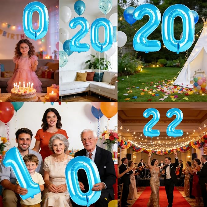 40 Inch Number 20 Balloons for 20th Birthday Party Decorations, 0-100 Jewelry - Image 7