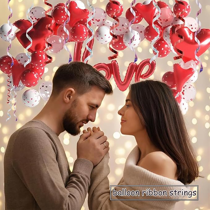 BEISHIDA Red Pink Silver Curling Ribbons Balloon String Ribbons - Image 6