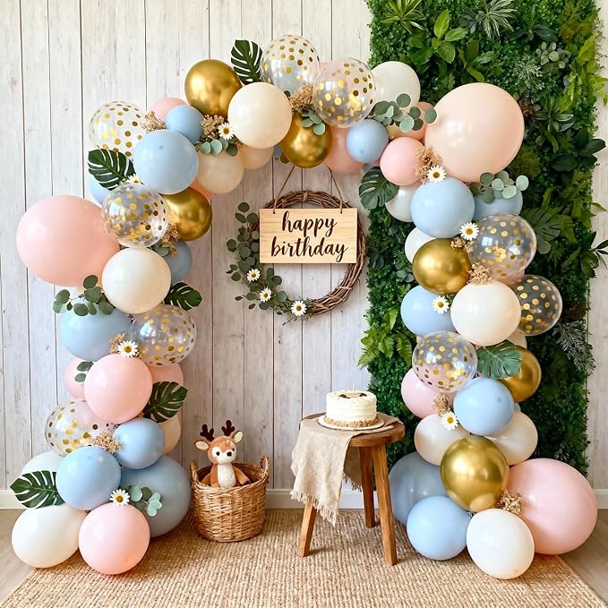 Gender Reveal Dusty Pink Blue Balloon Arch Kit 129 PCs | Teddy Bear Theme Boho - Image 6