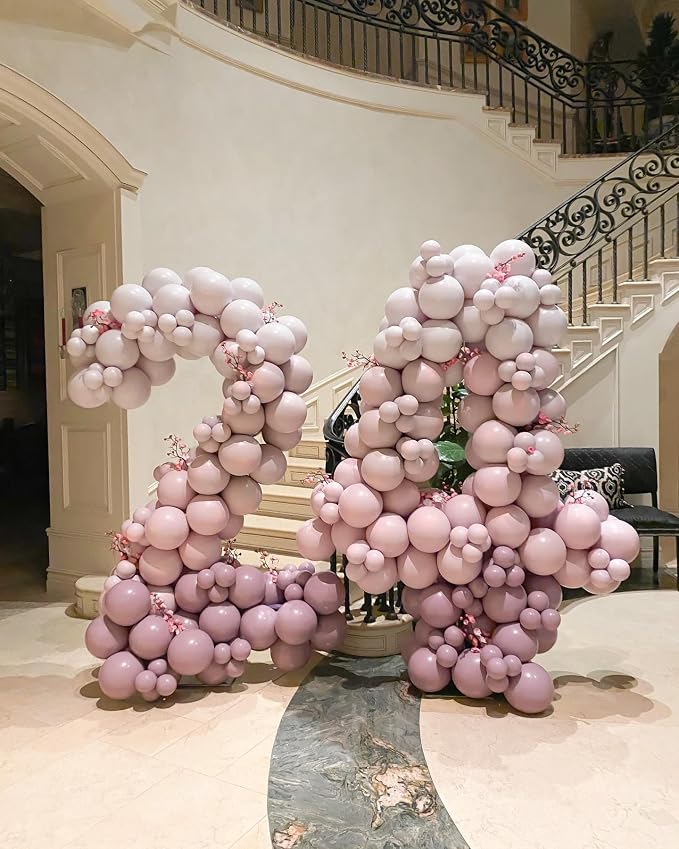 Dusty Pink Double Stuffed balloons Different Size 115Pcs 5/10/12/18 Inch Dusty - Image 7