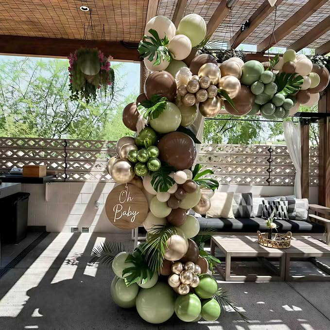 Sage Green Brown Balloons for Jungle Safari Baby Shower Decoration | 60Pcs - Image 5