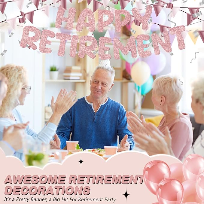 Fulmoon Pre Strung Happy Retirement Banner Glitter Retirement Sign Funny - Image 7