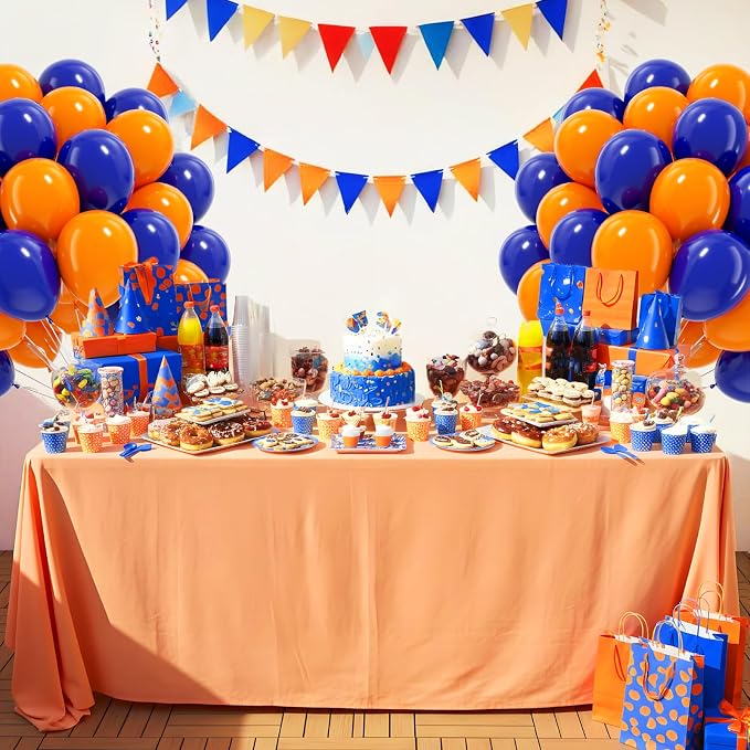 60pcs Royal Blue and Orange Balloons - Image 7